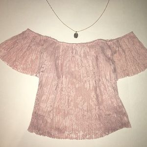 blush off the shoulder crop top